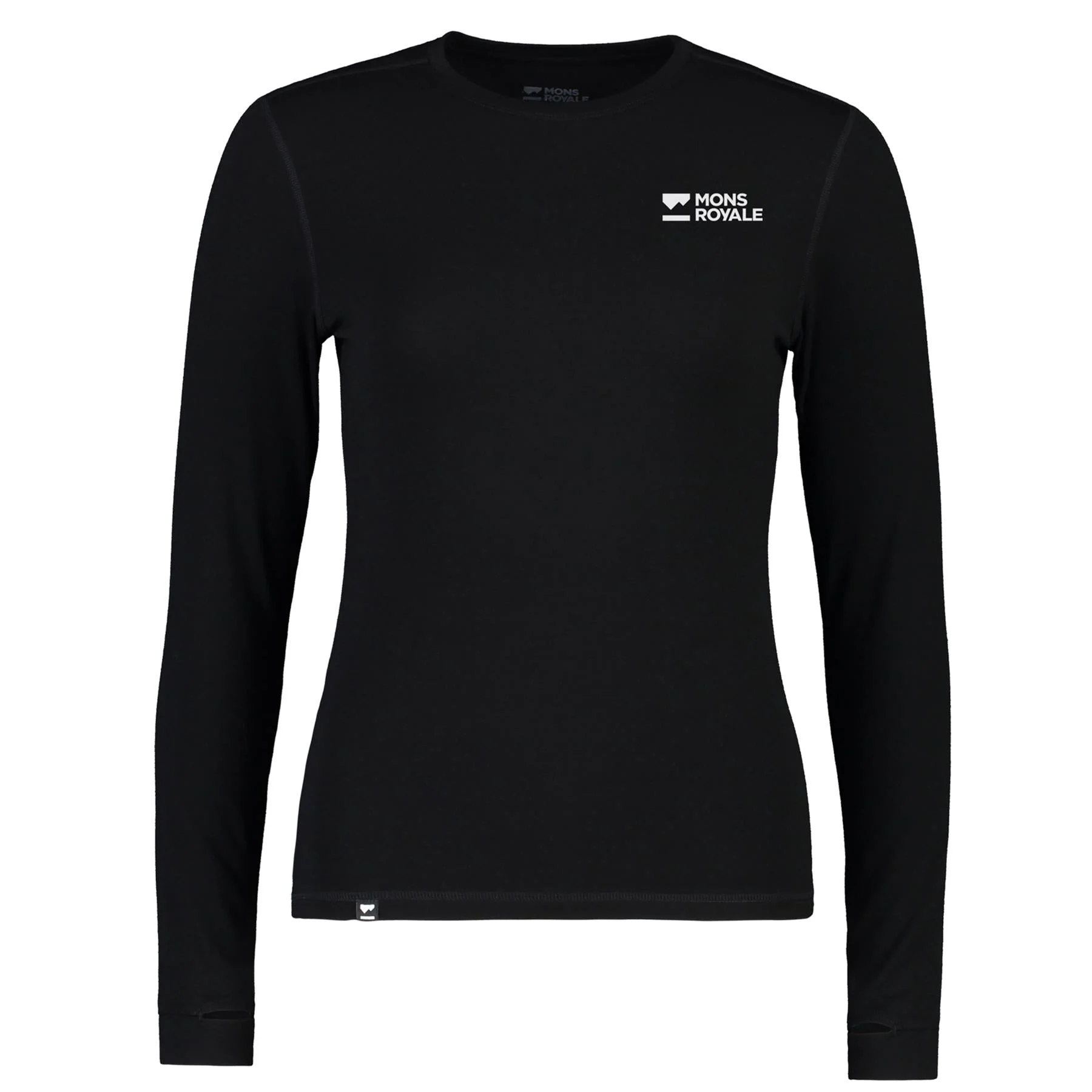 Mons Royale Womens Cascade Merino Base Layer LS Top Black
