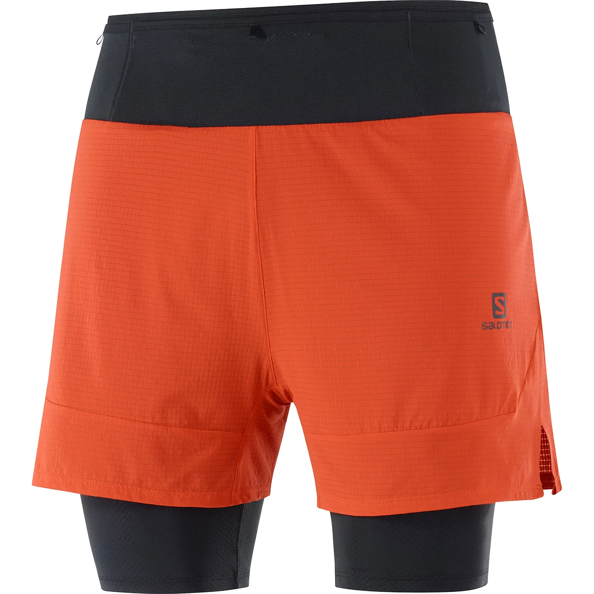 SALOMON SENSE 2IN1 SHORTS M FIERY RED BLACK  - Trail running shorts