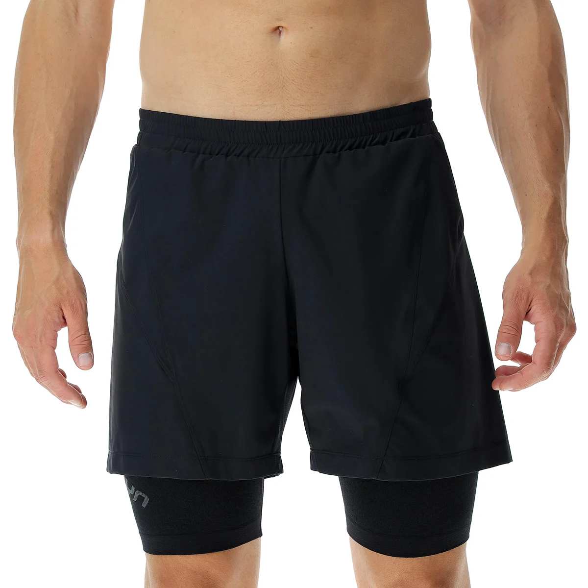 UYN MAN RUNNING EXCELERATION OW PERFORMANCE 2IN1 SHORT BLACK/CLOUD  - Running shorts