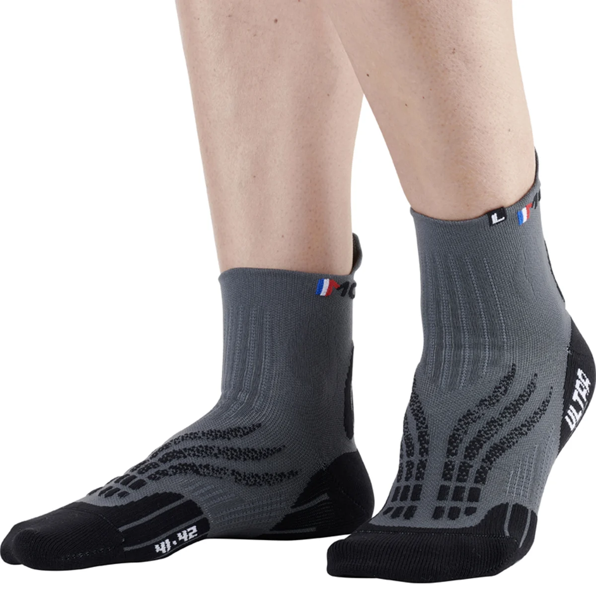 MONNET TRAIL RUN ULTRA GREY BLACK GRIS NOIR  - Running socks