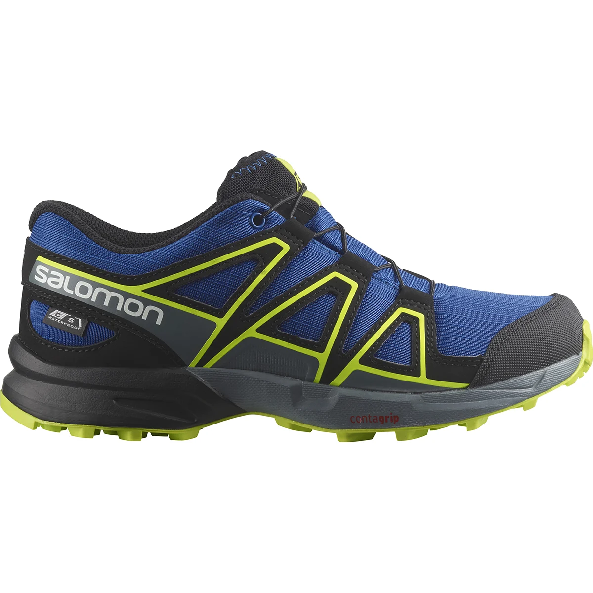 SALOMON SPEEDCROSS CSWP JR NAUTICAL BLUE/BLACK/ACID LIME  - Trail running shoes