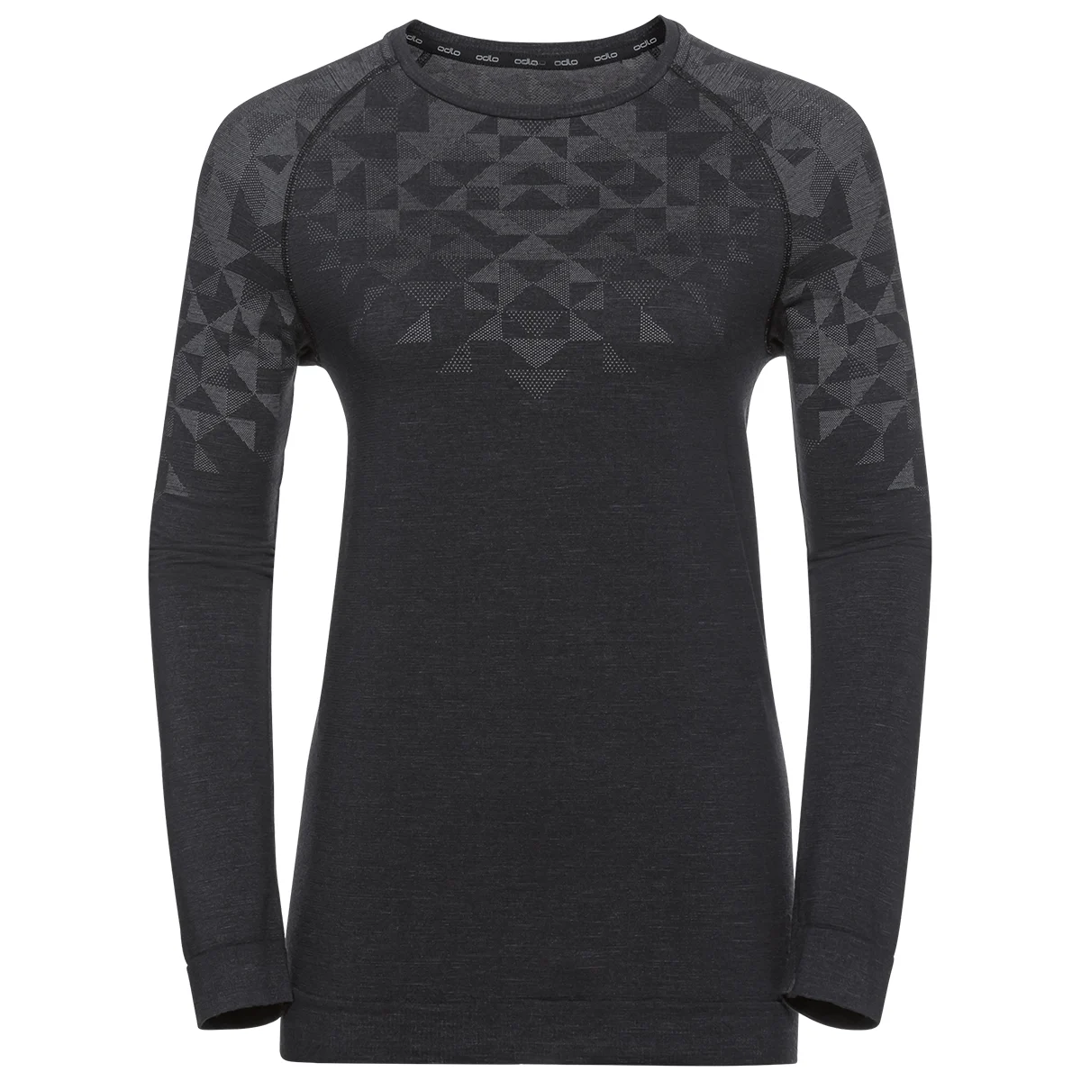 ODLO BL TOP CREW NECK L/S KINSHIP PW 200 W BLACK MELANGE  - Thermal T-shirt