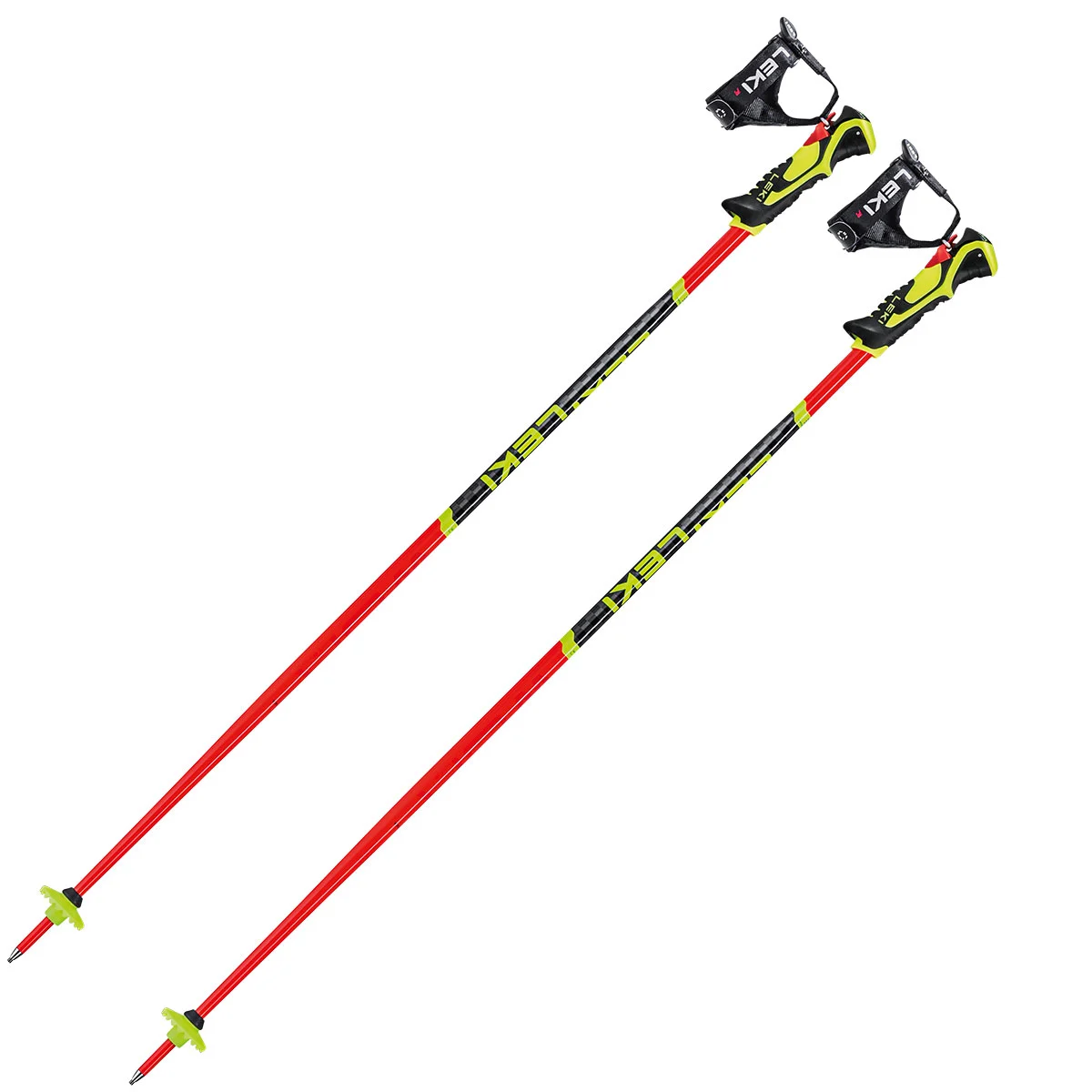 LEKI WORLDCUP LITE SL 3D RED/BLACK/NEON YELLOW  - Alpine ski poles