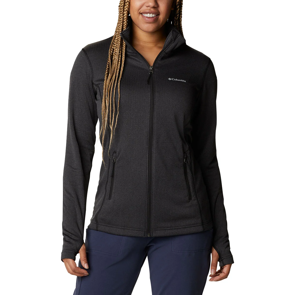COLUMBIA W PARK VIEW™ GRID FLEECE FULL ZIP BLACK HEATHER  - Hiking fleece jacket