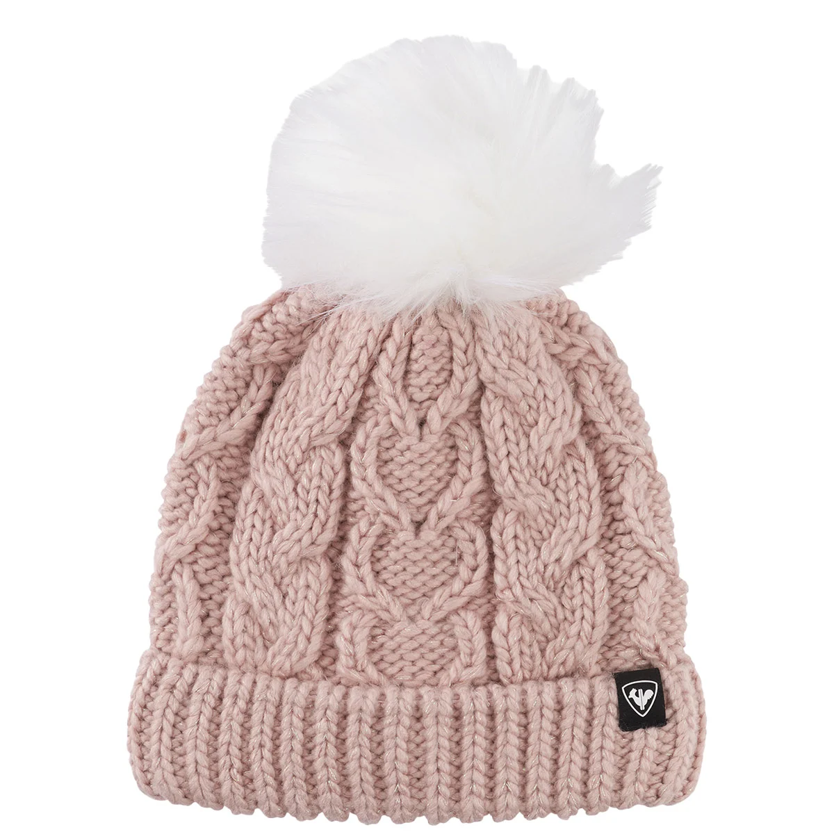 ROSSIGNOL JR BONY FUR POWDER PINK  - Ski beanie
