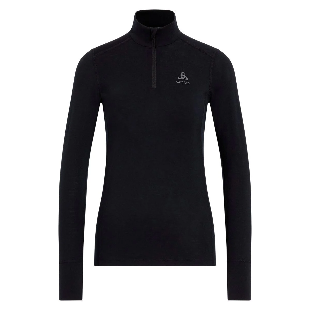 ODLO MERINO 200 BL TOP TURTLE NECK L/S HALF ZIP W BLACK  - Thermal T-shirt