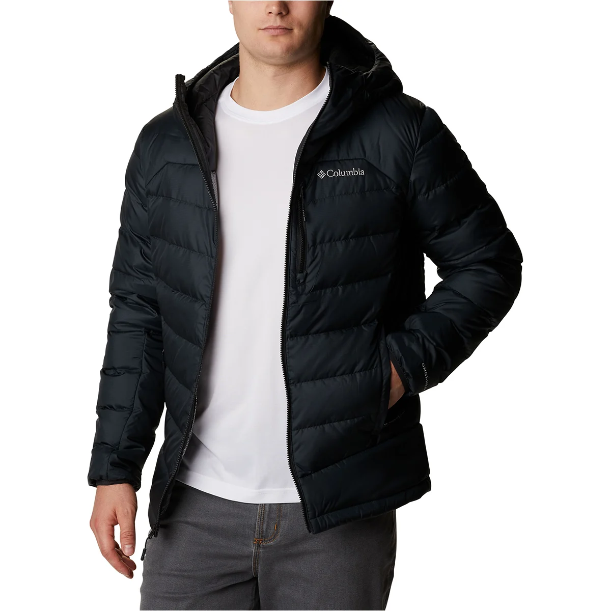 COLUMBIA AUTUMN PARK DOWN HOODED JACKET BLACK  - Down jacket