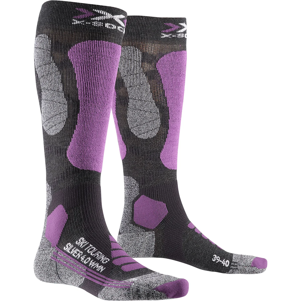 X-SOCKS SKI TOURING SILVER 4.0 WMN ANTHRACITE MELANGE/MAGNOLIA  - Ski socks