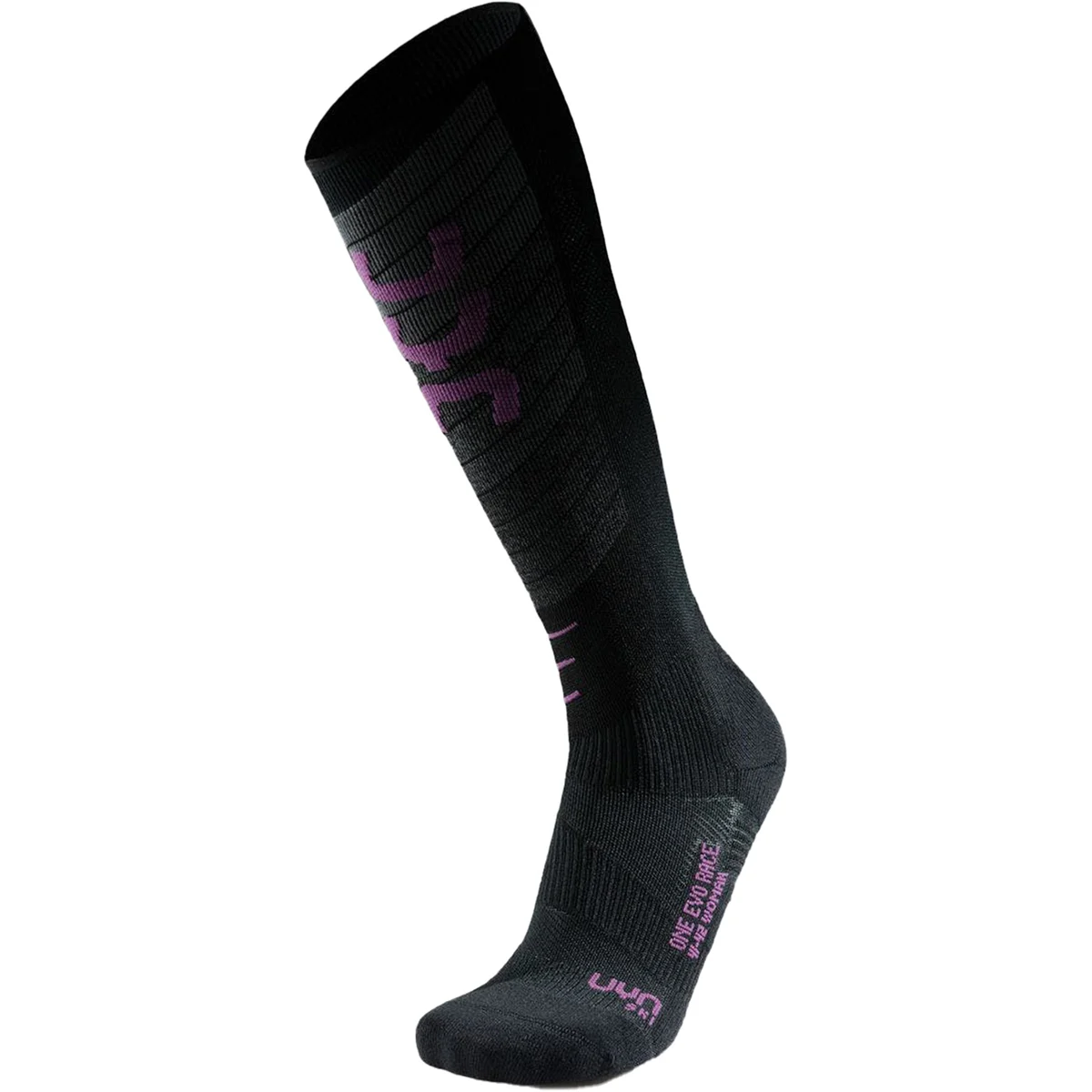 UYN WOMAN SKI EVO RACE ONE SOCKS BLACK/PURPLE  - Cross-country ski sock