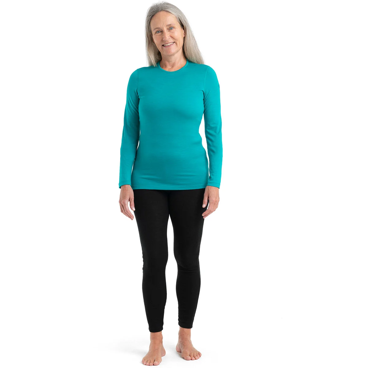 ICEBREAKER W 200 OASIS LS CREWE FLUX GREEN - Thermal T-shirt