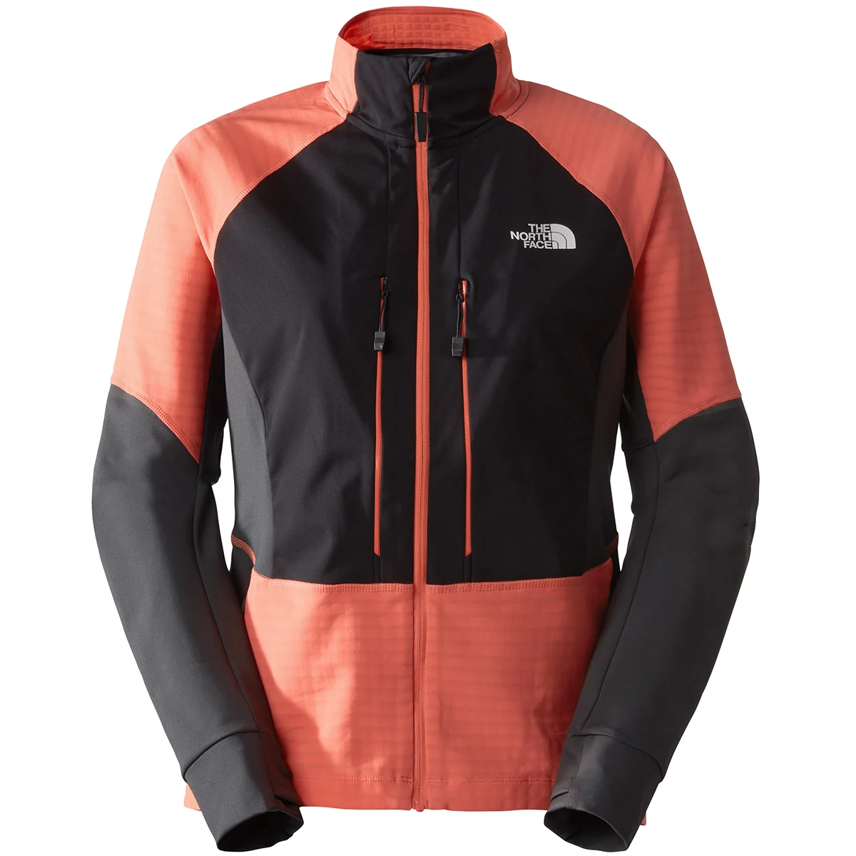 THE NORTH FACE W DAWN TURN SOFTSHELL FZ TNF BLACK/RADIANT ORANGE/ASPHALT GREY  - Softshell hiking jacket