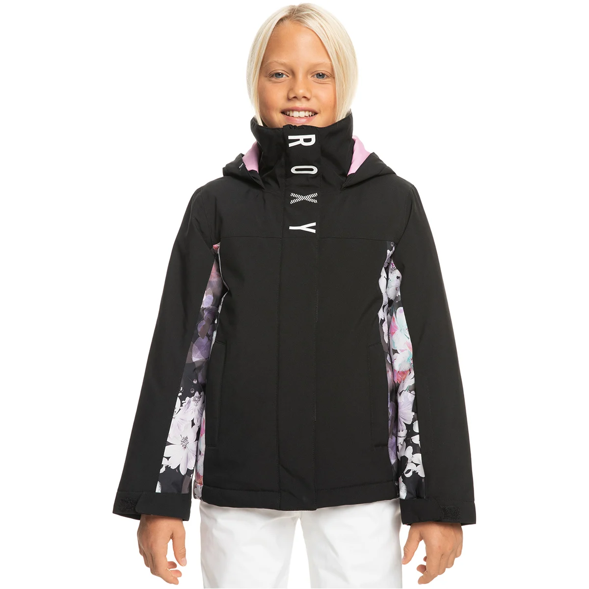 ROXY Y GIRL JK  SNJT TRUE BLACK BLURRY FLOWER  - Ski jacket