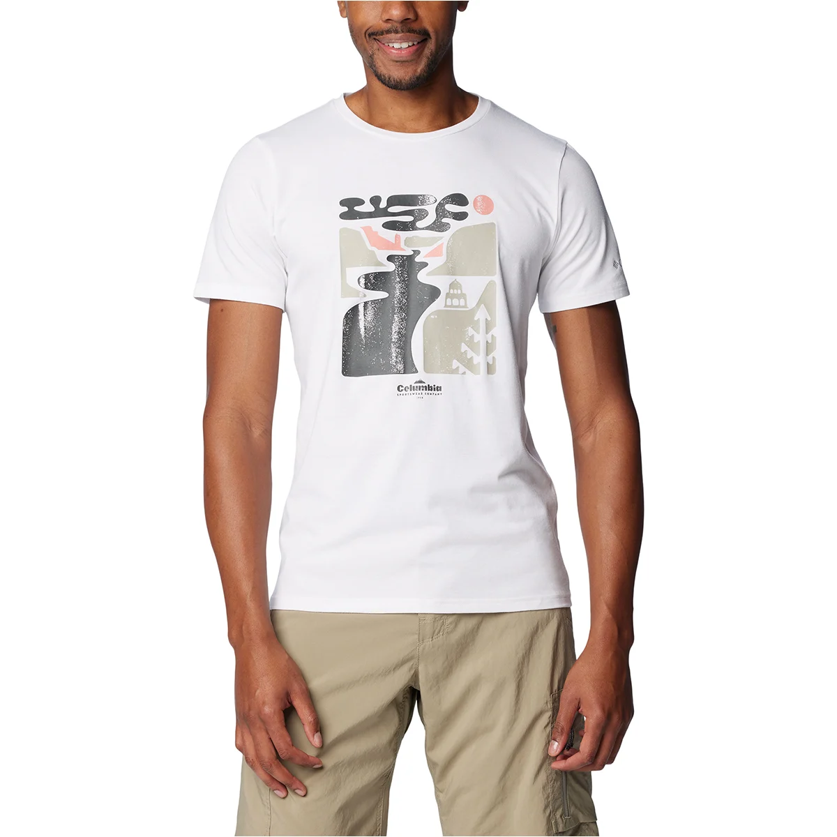 COLUMBIA SUN TREK SHORT SLEEVE GRAPHIC TEE WHITE/SIMPLE GORGE  - Hiking T-shirt