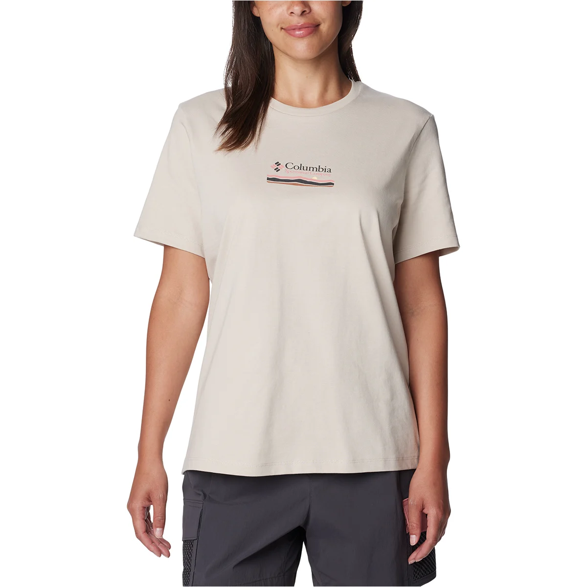 COLUMBIA W BOUNDLESS BEAUTY SHORT SLEEVE TEE DARK STONE/HERITAGE  - T-shirt