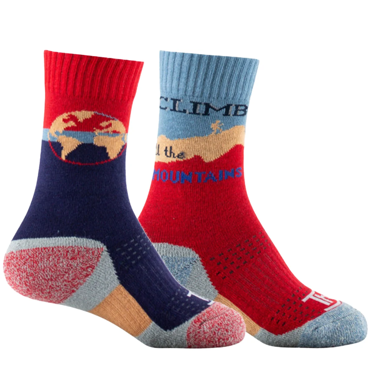 THYO WORLD EXPLORER MID MARINE /ROUGE  - Hiking socks