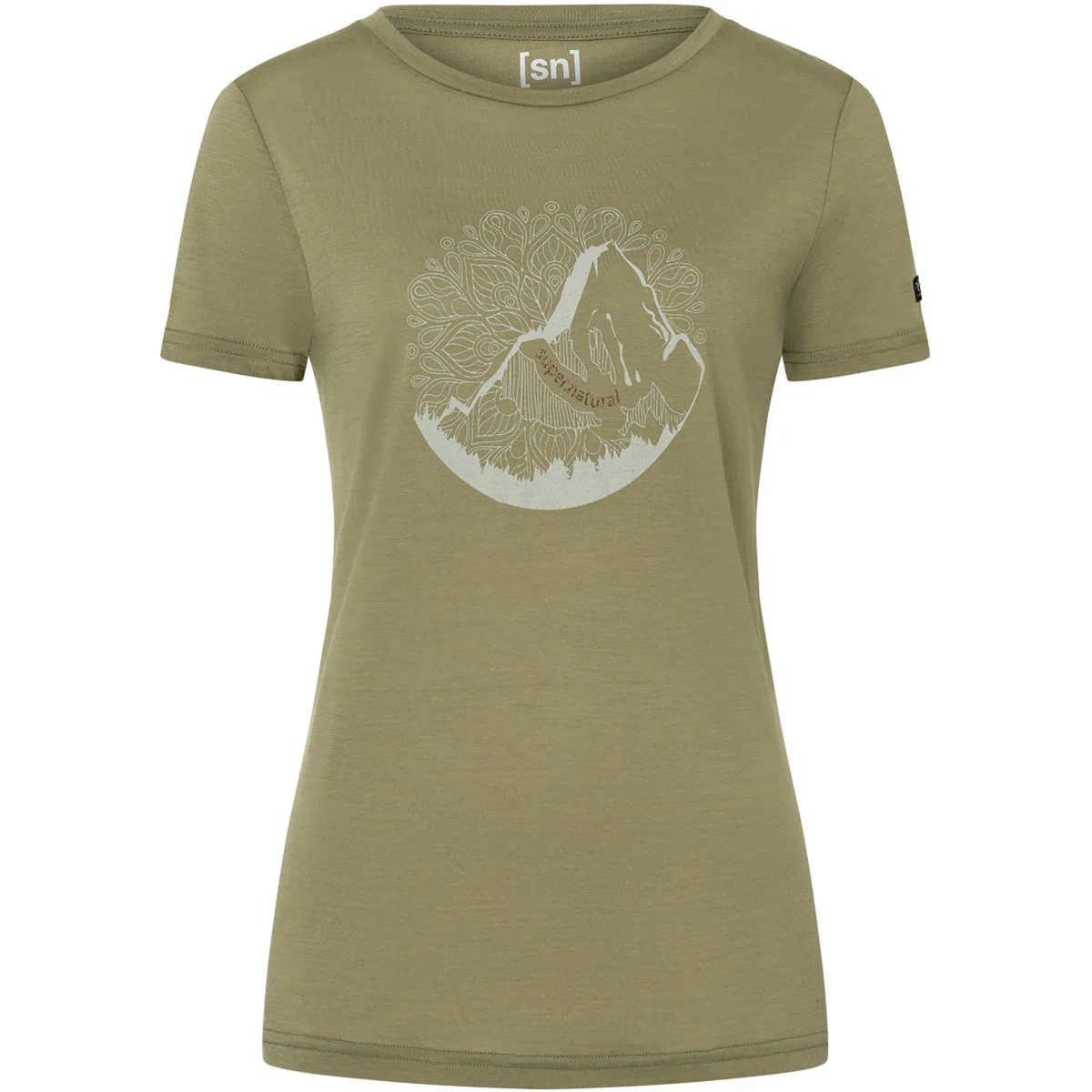 SUPER.NATURAL W MOUNTAIN MANDALA TREE TEE ALOE/FEATHER GREY/COPPER  - Hiking T-shirt