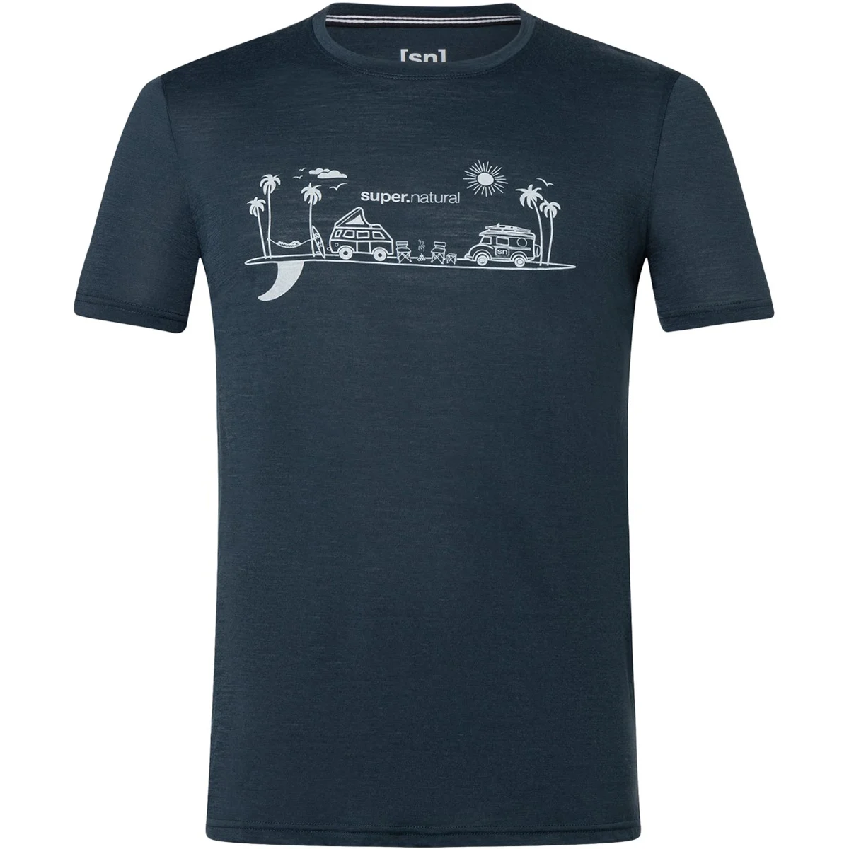 SUPER.NATURAL M ALL ON BOARD TEE BLUEBERRY/VAPOR GREY  - Hiking T-shirt