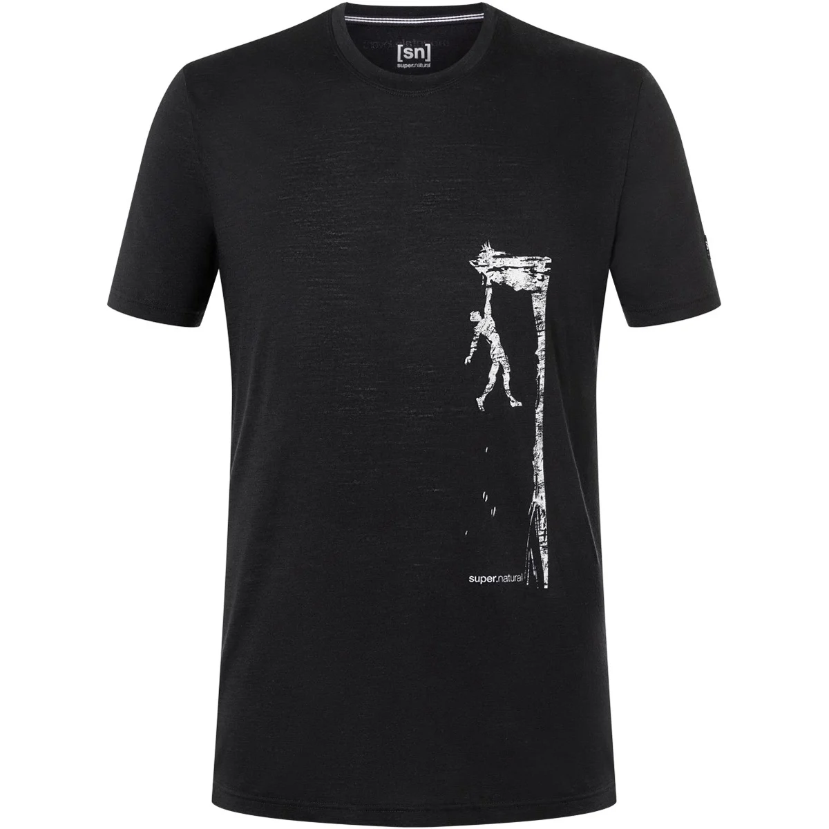 SUPER.NATURAL M CLIFFHANGER TEE JET BLACK/FEATHER GREY  - Hiking T-shirt