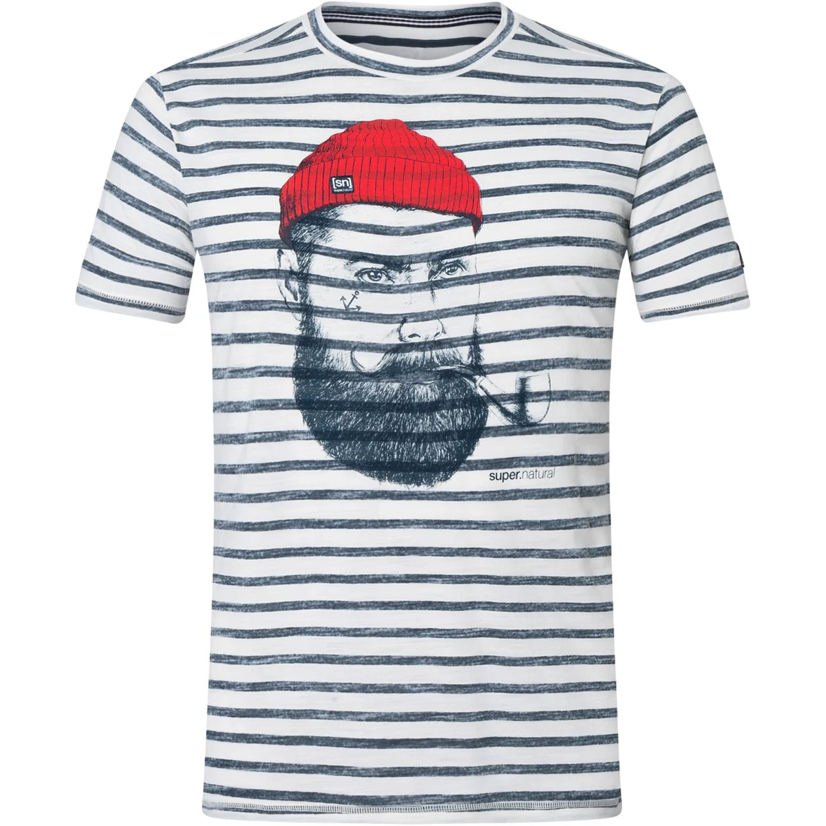 SUPER.NATURAL M SN SAILOR STRIPE TEE STRIPE/BLUEBERRY/HIGH RISK RED  - T-shirt