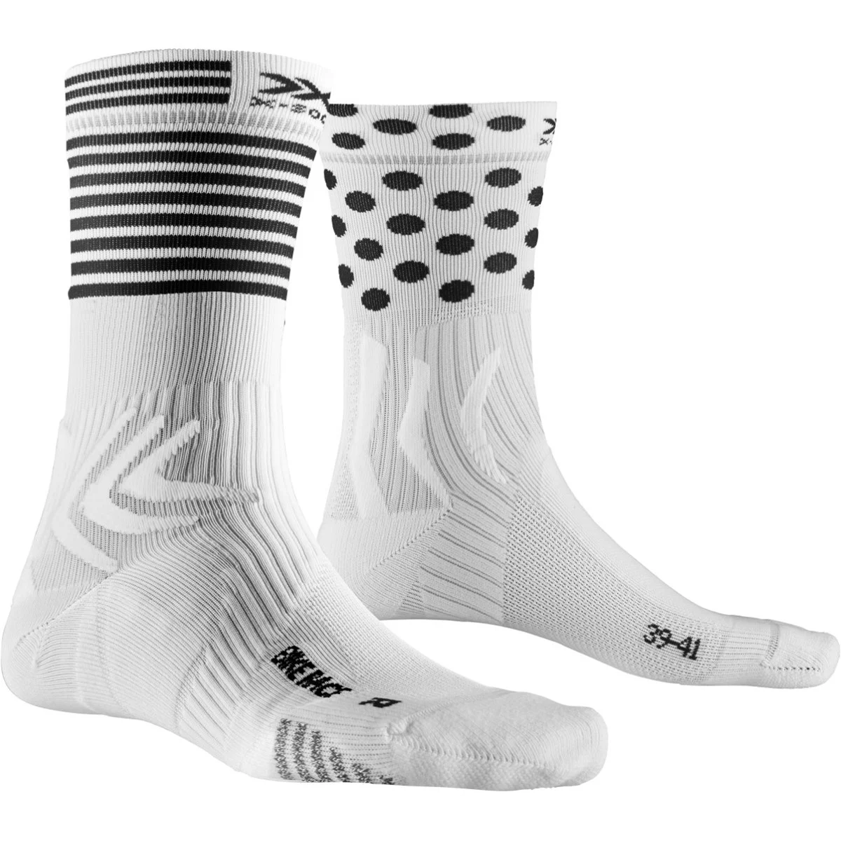 X-SOCKS BIKE RACE 4.0 ARCTIC ARCTIC WHITE/DOT/STRIPE  - Cycling socks