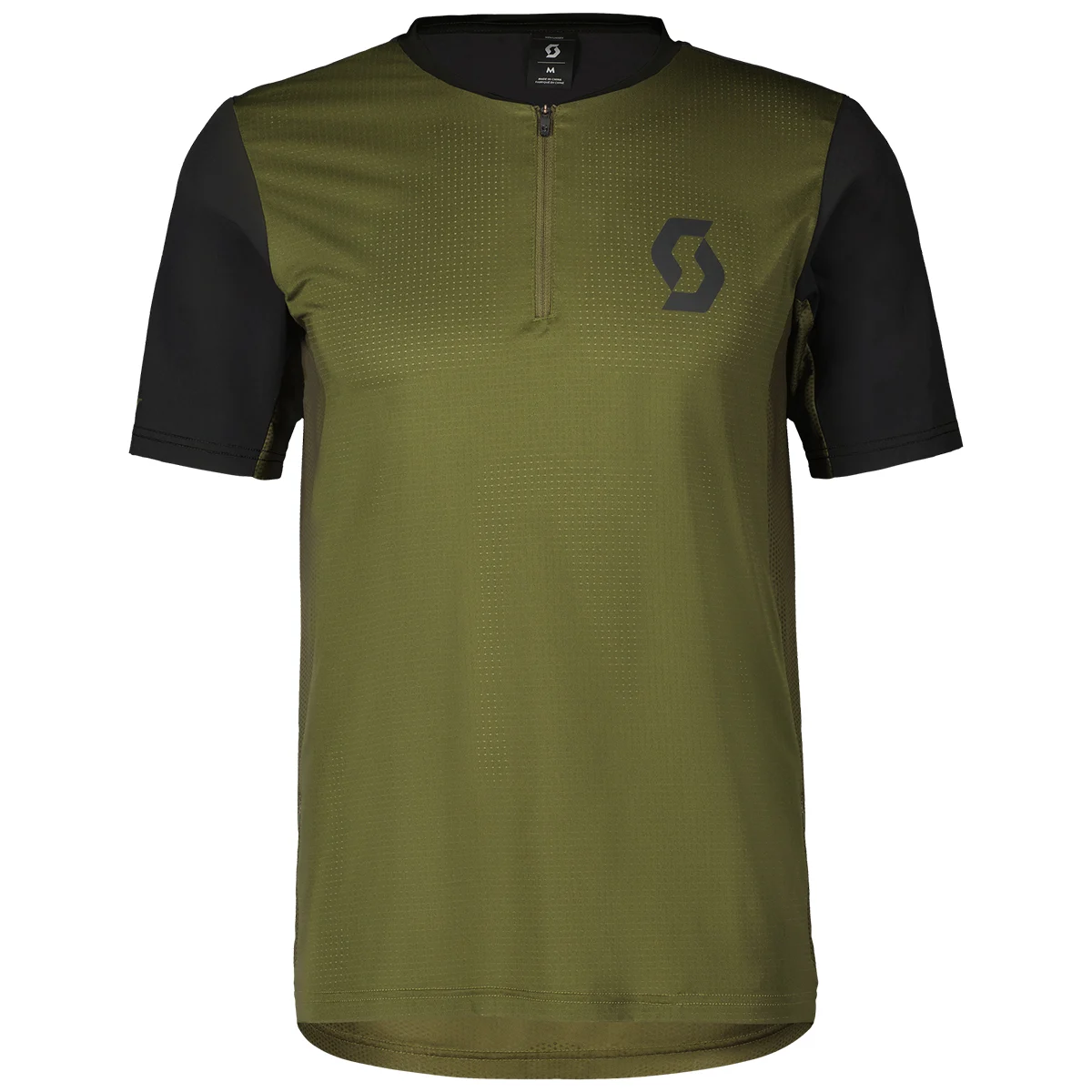 SCOTT SHIRT M'S TRAIL VERTIC ZIP SS FIR GREEN/BLACK  - Mountain bike jersey