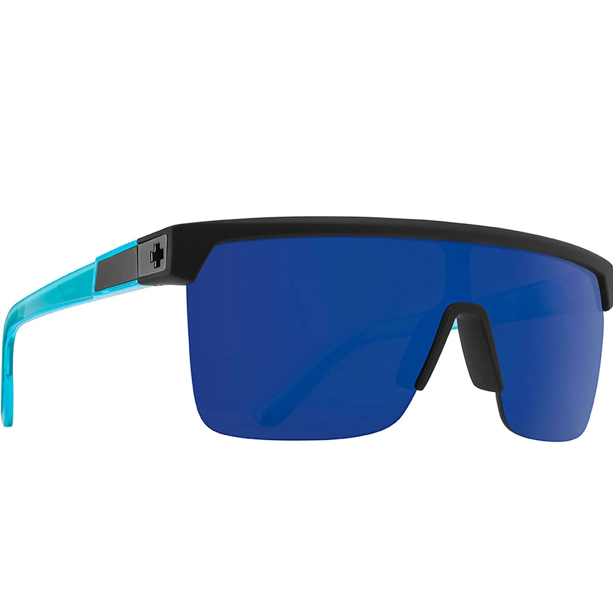 SPY FLYNN 5050 SOFT MATTE BLACK TRANSLUCENT BLUE HD PLUS GRAY GREEN WITH DARK BLUE SPECTRA MIRROR  - Lifestyle sunglasses