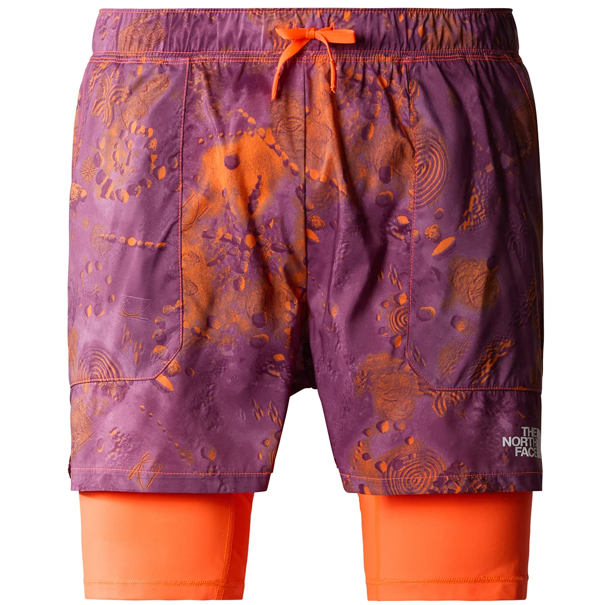 THE NORTH FACE M SUNRISER 2IN1 SHORT 4IN VIVID FLAME TRAILGLYPH  - Trail running shorts
