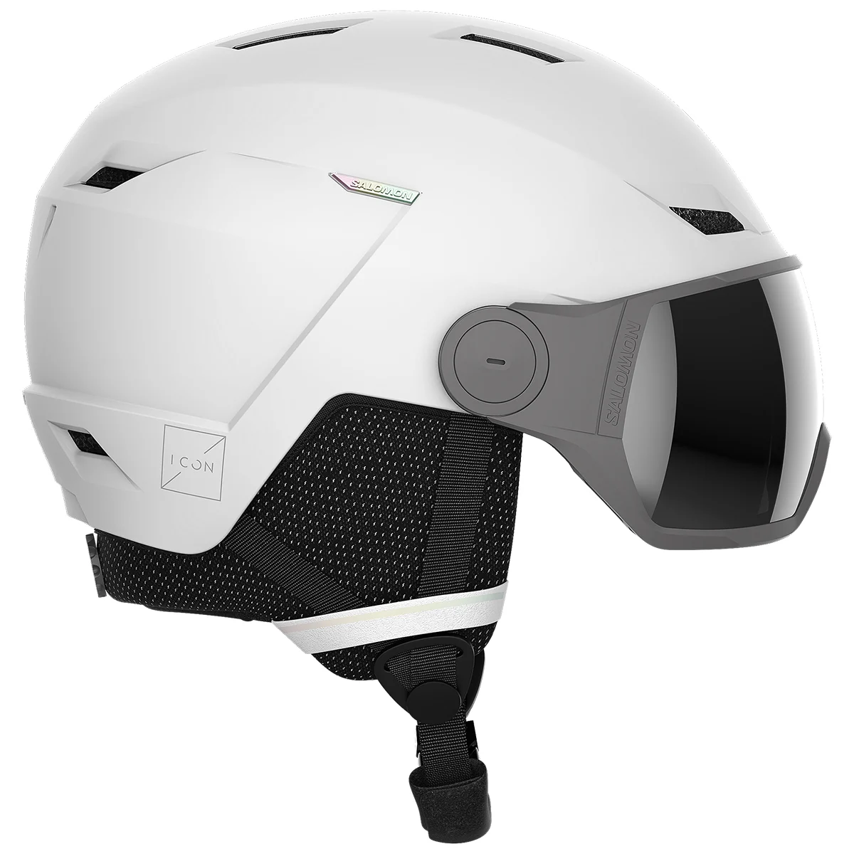 SALOMON ICON LT VISOR FLS WHITE/UN SIL  - Ski helmet