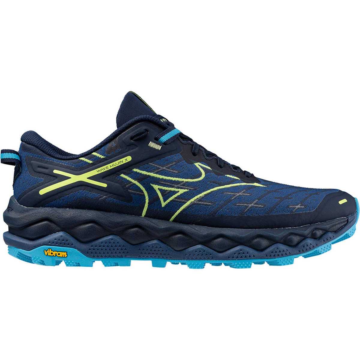 MIZUNO WAVE MUJIN 10 DRESS BLUES/SHARP GREEN/SWIM CAP  - Trail running shoes