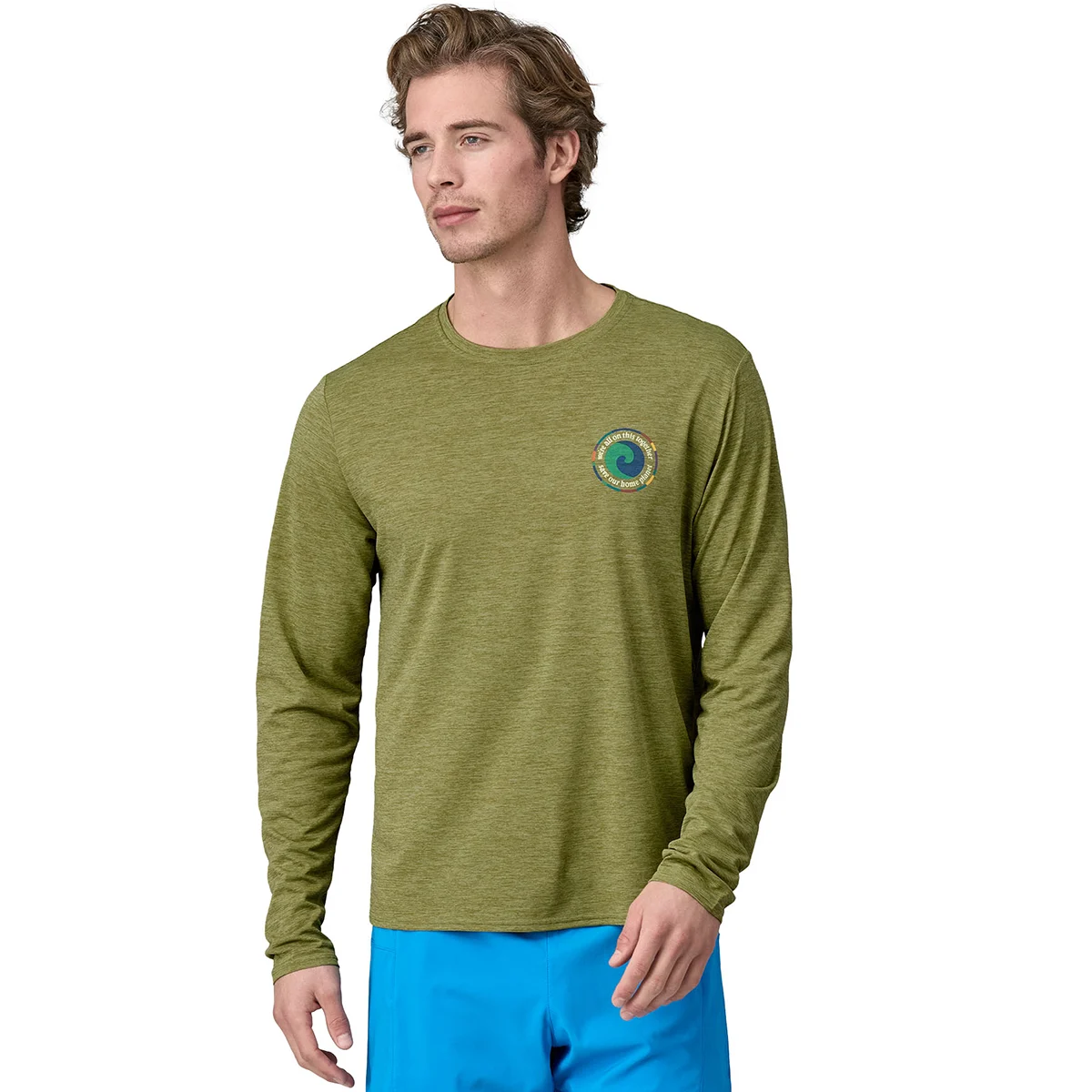 PATAGONIA M'S L/S CAP COOL DAILY GRAPHIC SHIRT UNITY FITZ UNITY FITZ: BUCKHORN GREEN X-DYE  - Hiking T-shirt