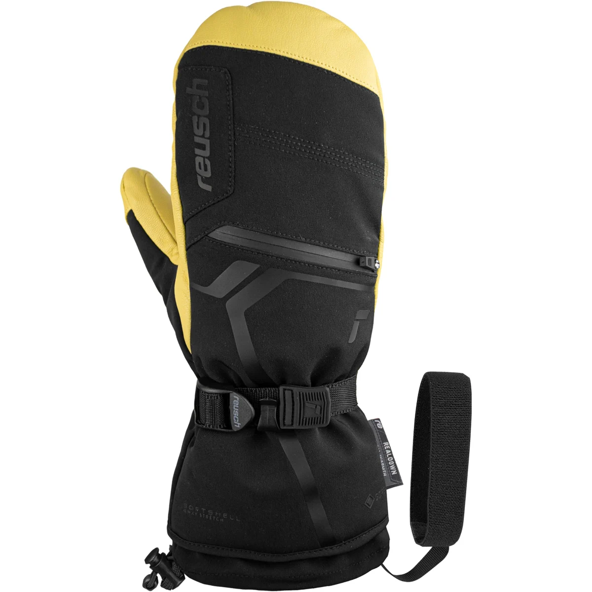 REUSCH DOWN SPIRIT GTX MITTEN BLACK/CAMEL  - Ski mittens