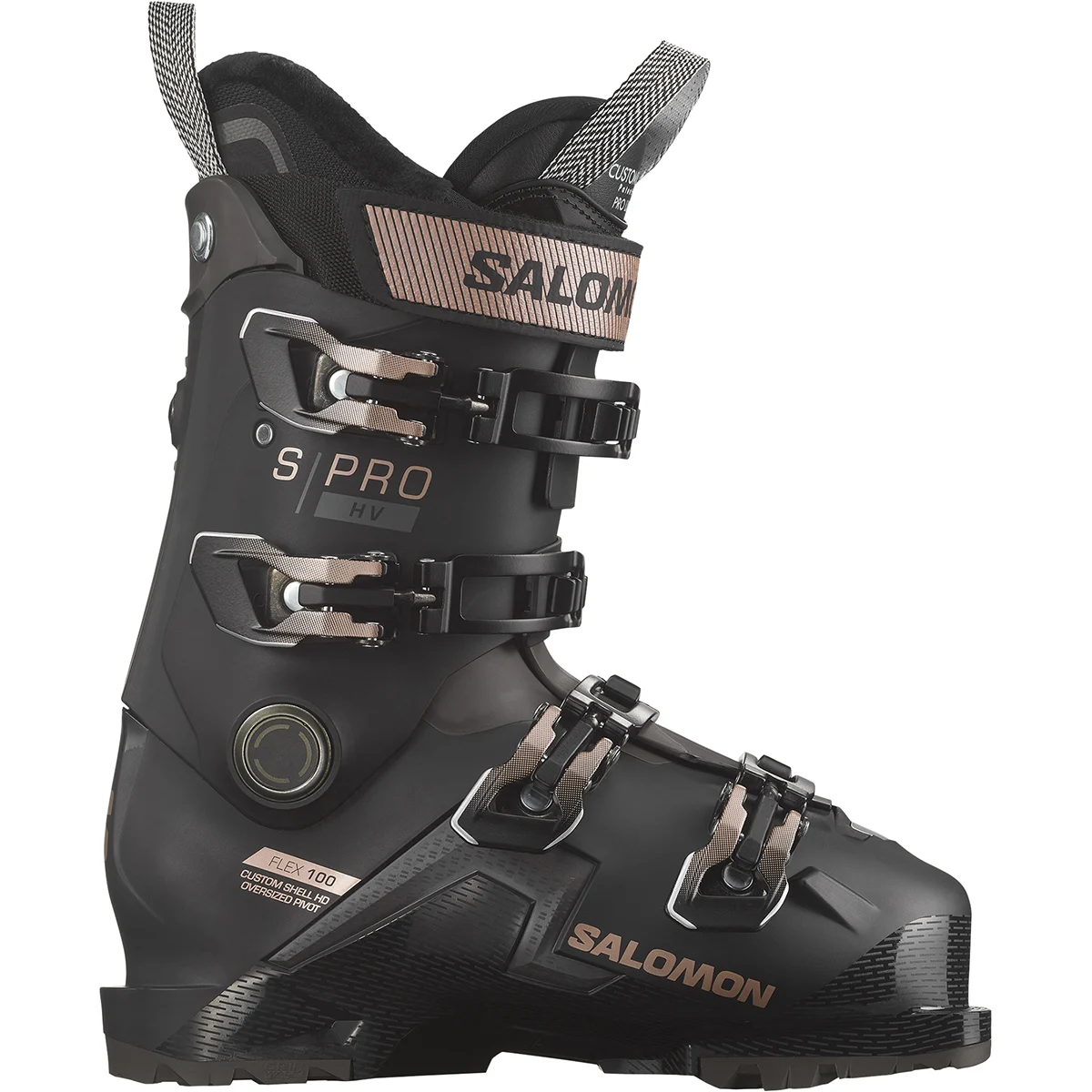 SALOMON S/PRO HV 100 W GW BLACK/PINKGOLD MET/BELUGA  - Alpine ski boots