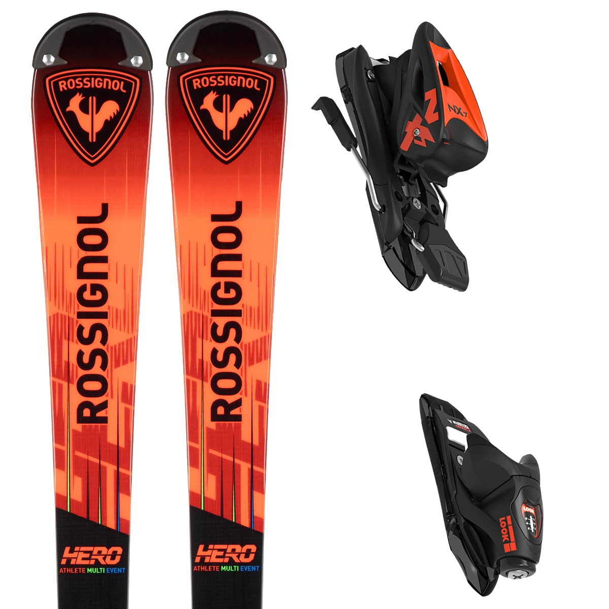 ROSSIGNOL HERO ATHLETE MULTIEVENT 127-148 + NX 7 GW RED  - Alpine ski set