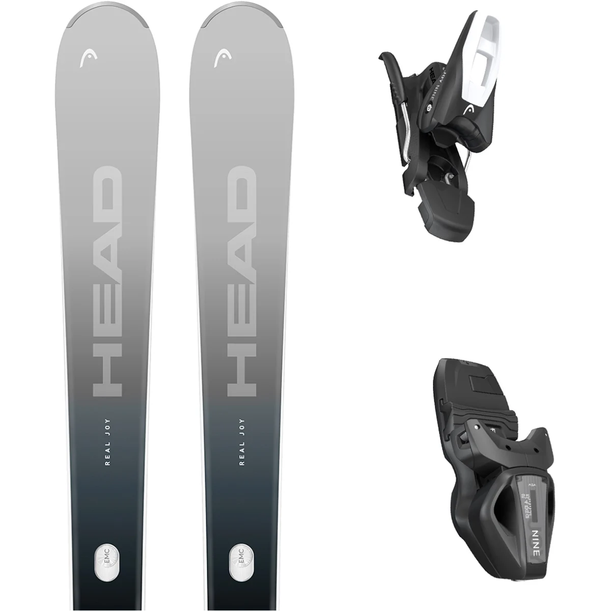 HEAD E.REAL JOY + JOY 9 GW SLR BRAKE 85 BLACK/GREY - Alpine ski set