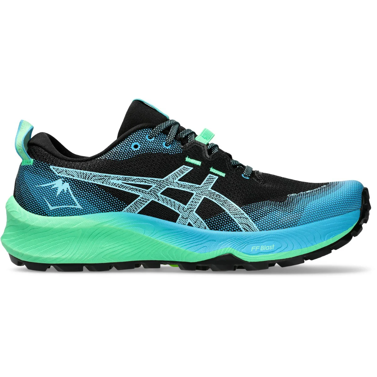 ASICS GEL-TRABUCO 12 BLACK/BRIGHT CYAN  - Trail running shoes