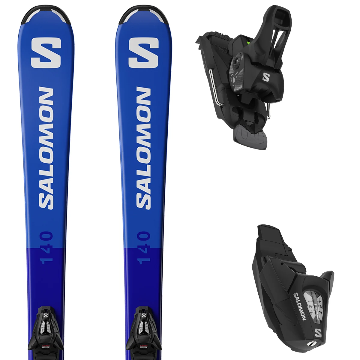 SALOMON S/RACE JR S + C5 GW RACE BLUE / WHITE  - Alpine ski set