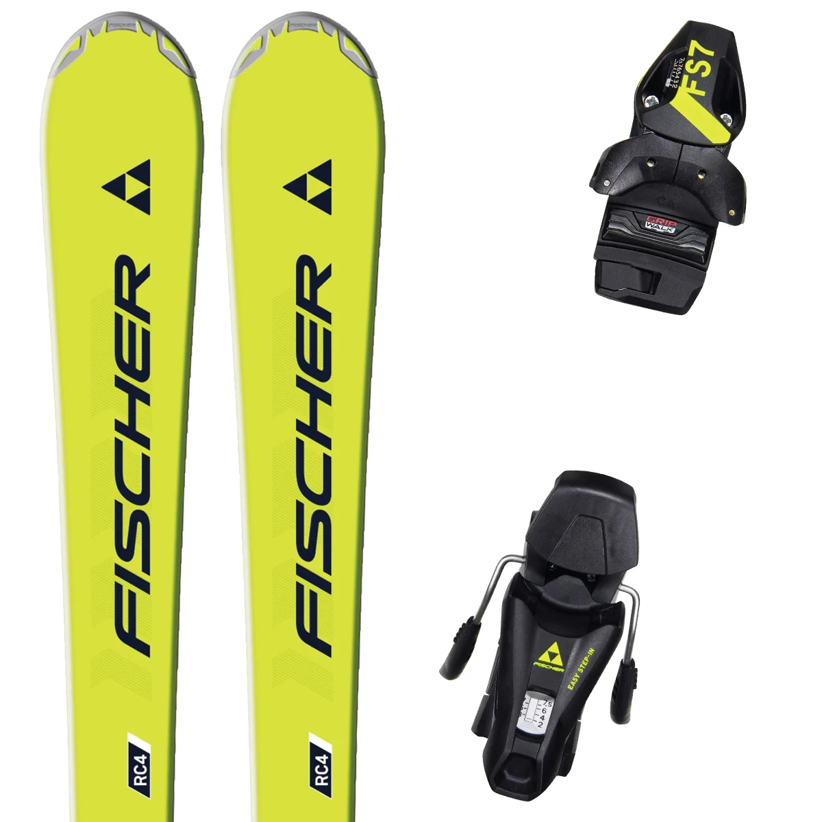 FISCHER RC4 PRO JRS + FS 7 CA YELLOW  - Alpine ski set