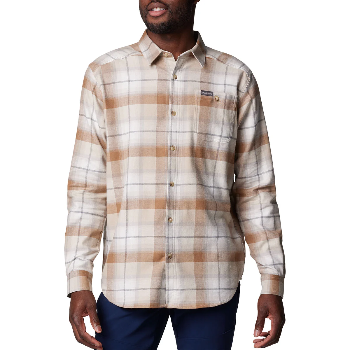 COLUMBIA CORNELL WOODS FLANNEL LONG SLEEVE SHIRT DARK STONE CLASSIC MULTI TARTAN  - Shirt