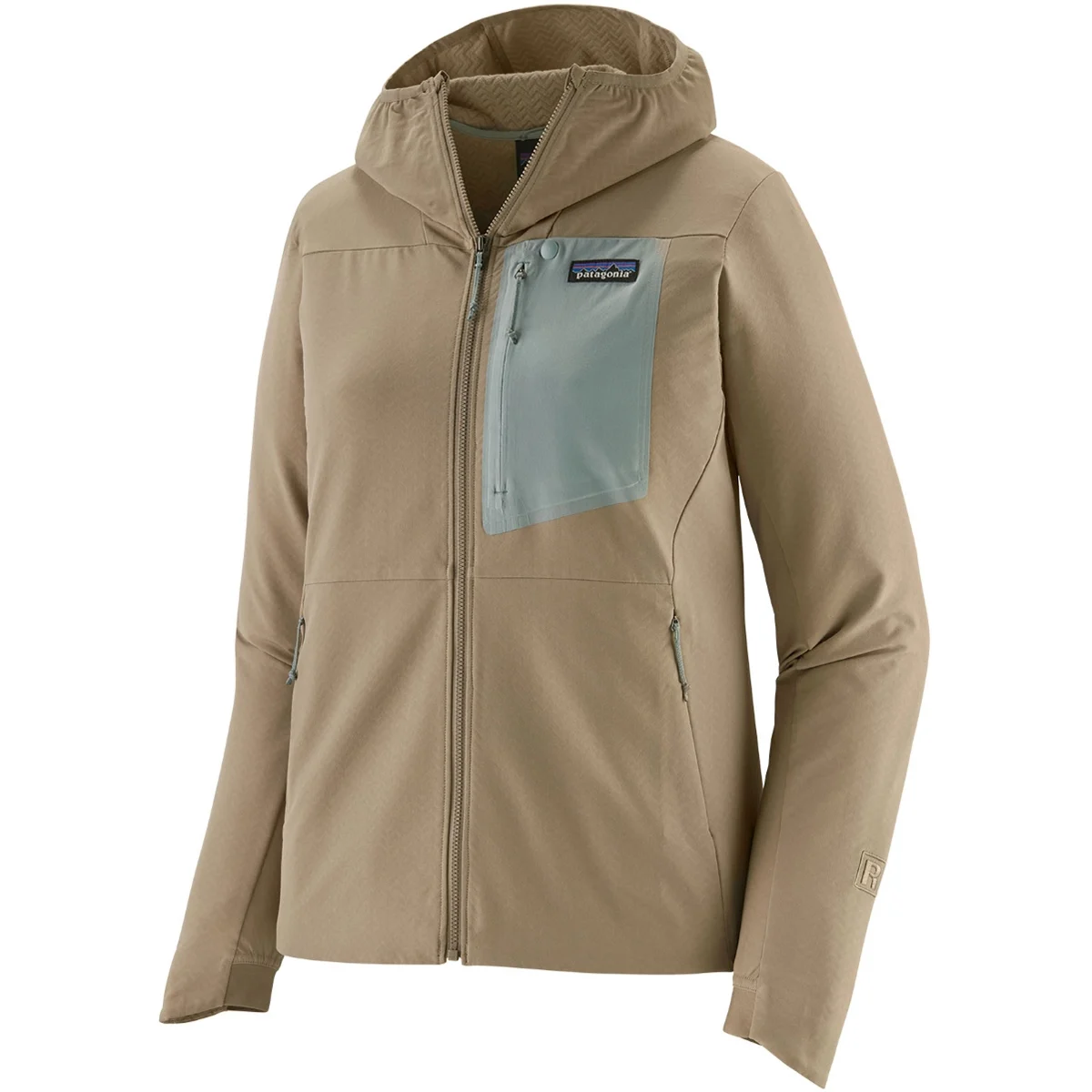 PATAGONIA W'S R1 CROSSSTRATA HOODY SEABIRD GREY  - Hiking fleece jacket