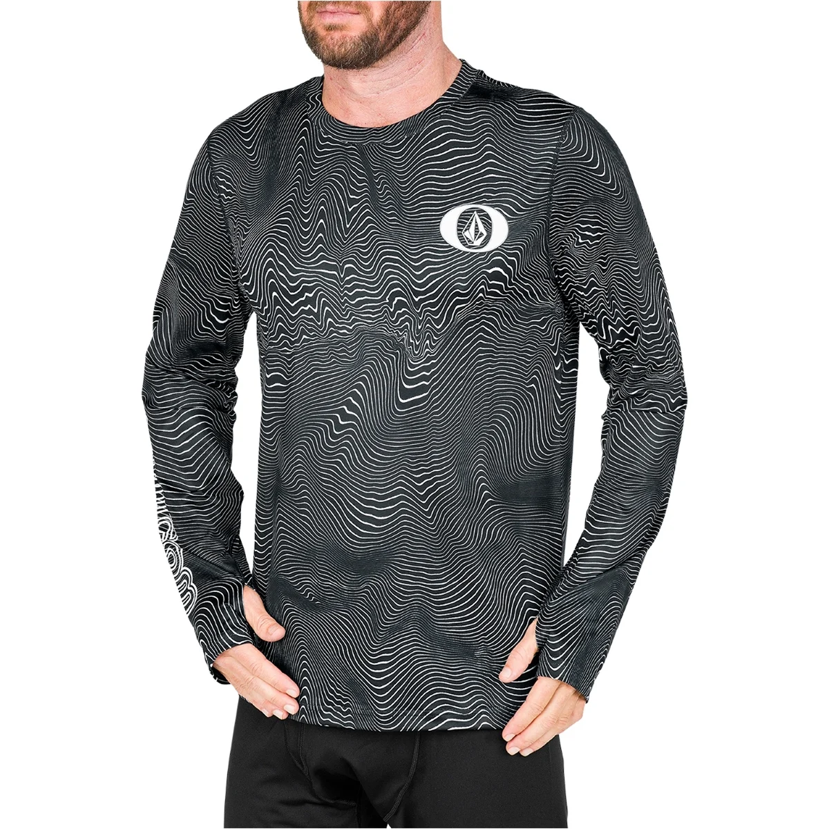 VOLCOM M V-SCIENCE CREW BLACK PRINT  - Thermal T-shirt