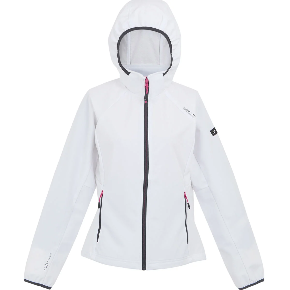 REGATTA W BOURDA WHITE (SEAL GREY/FLAMINGO PINK)  - Softshell hiking jacket