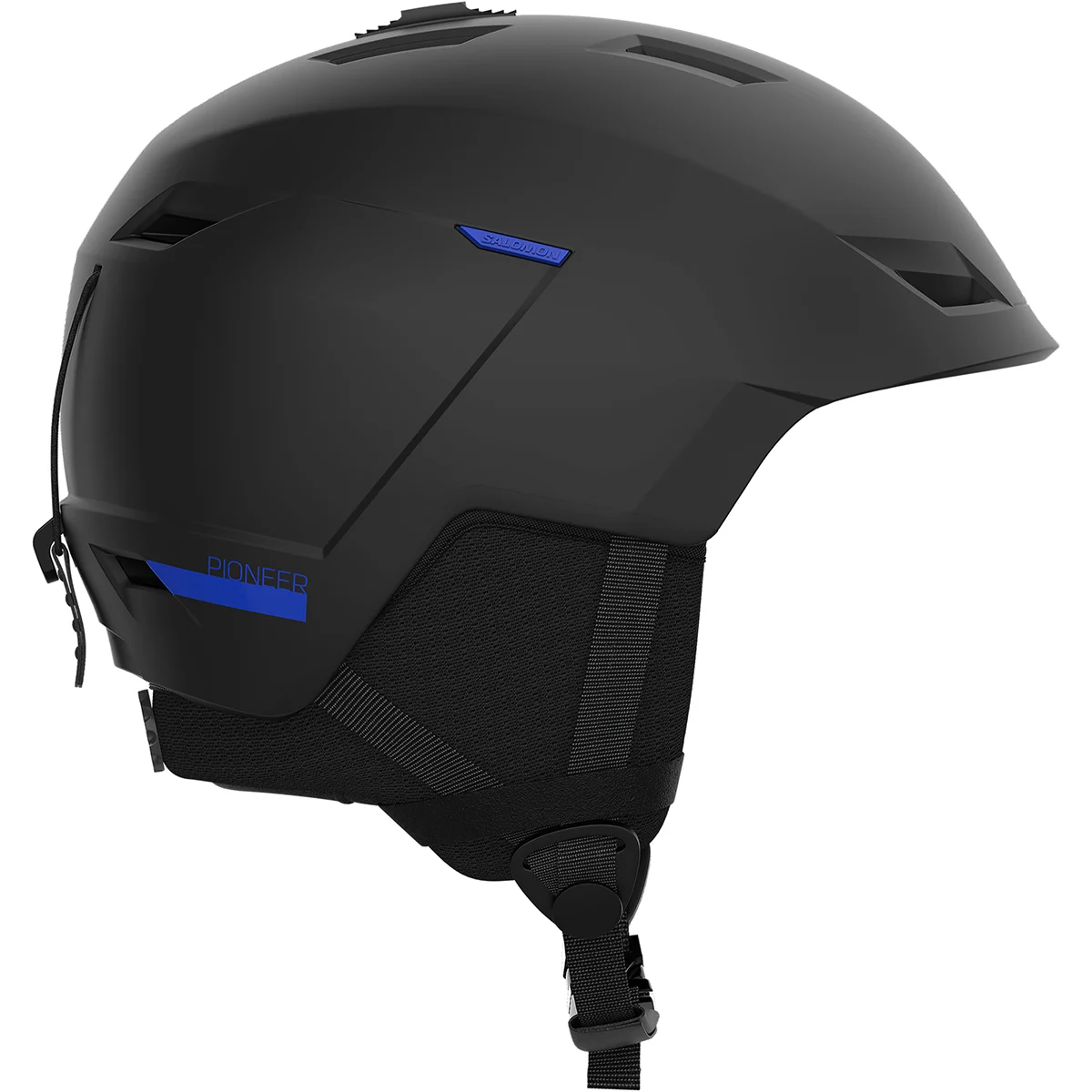 SALOMON PIONEER LT BLACK POP RACE BLUE  - Ski helmet