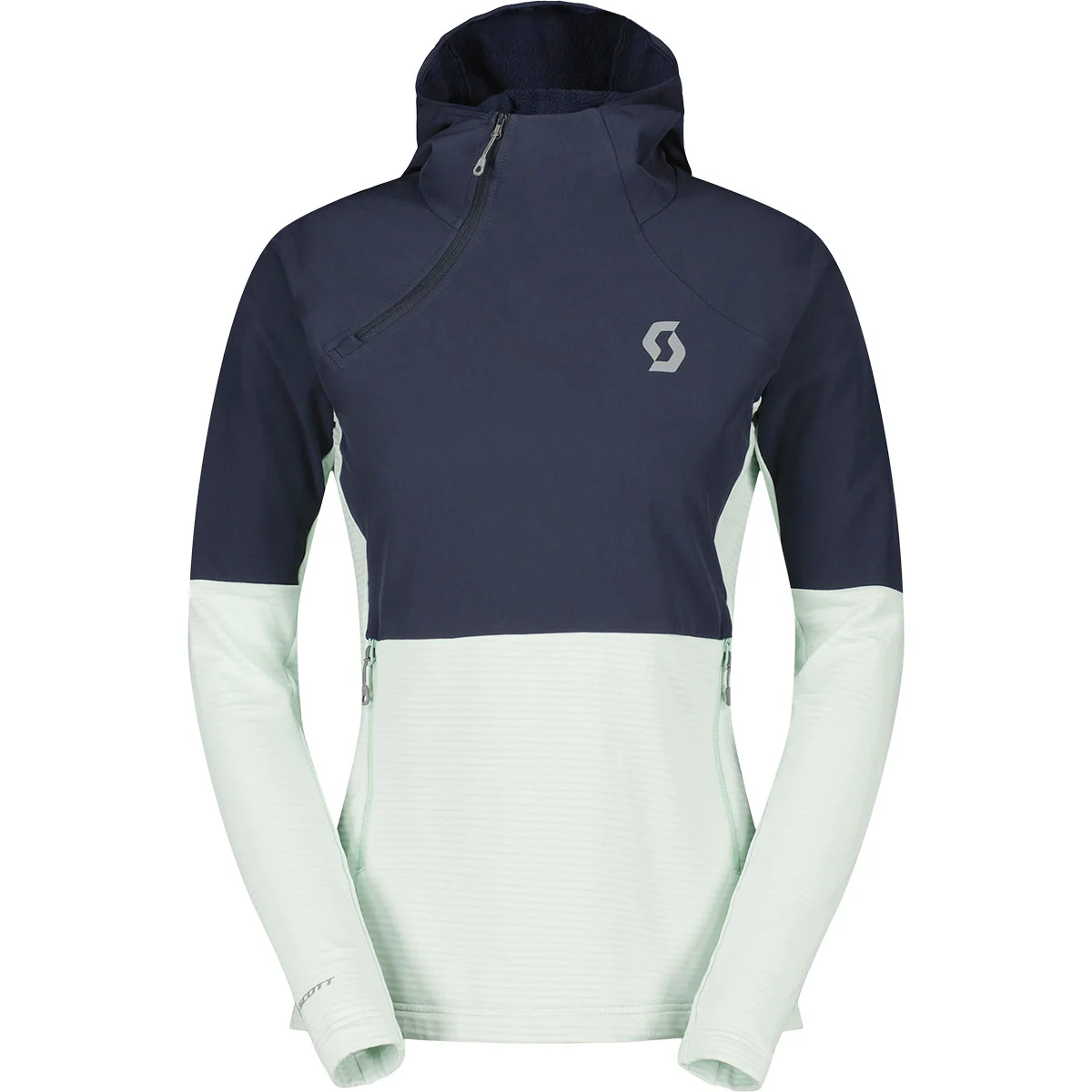 SCOTT PULLOVER W'S DEFINED TECH HYBRID DARK BLUE/FRESH GREEN  - Fleece sweatshirt