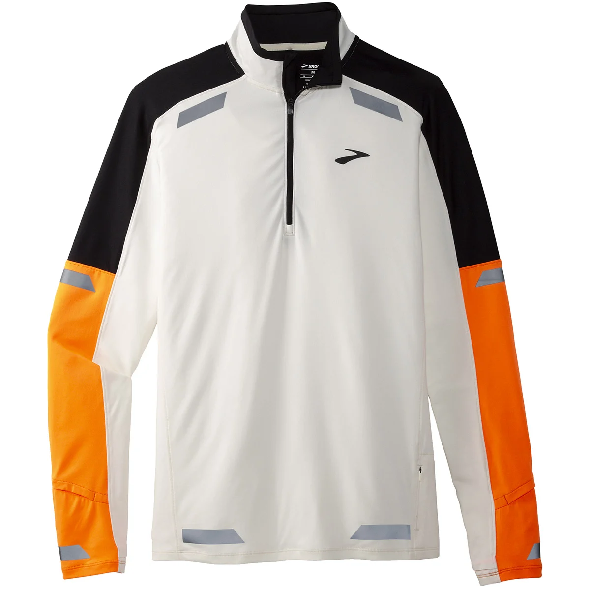 BROOKS RUN VISIBLE 1/2 ZIP 2.0 ECRU/FLUORO FLASH/BLACK  - Running T-shirt