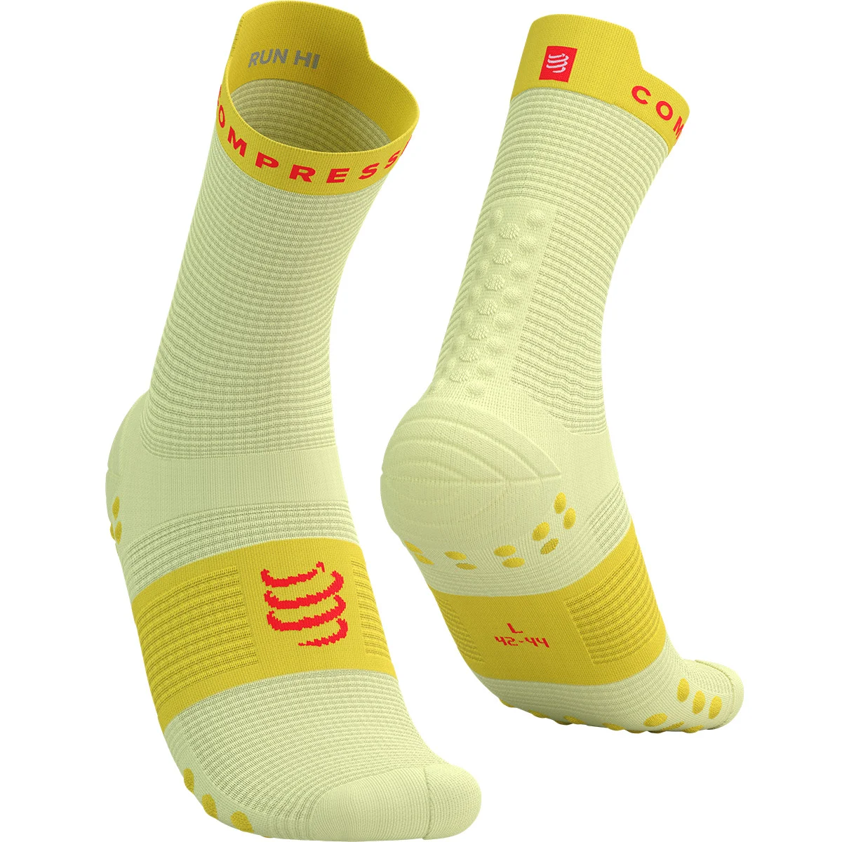 COMPRESSPORT PRO RACING SOCKS V4.0 RUN HIGH ELF YELLOW/FLUO RED  - Running socks