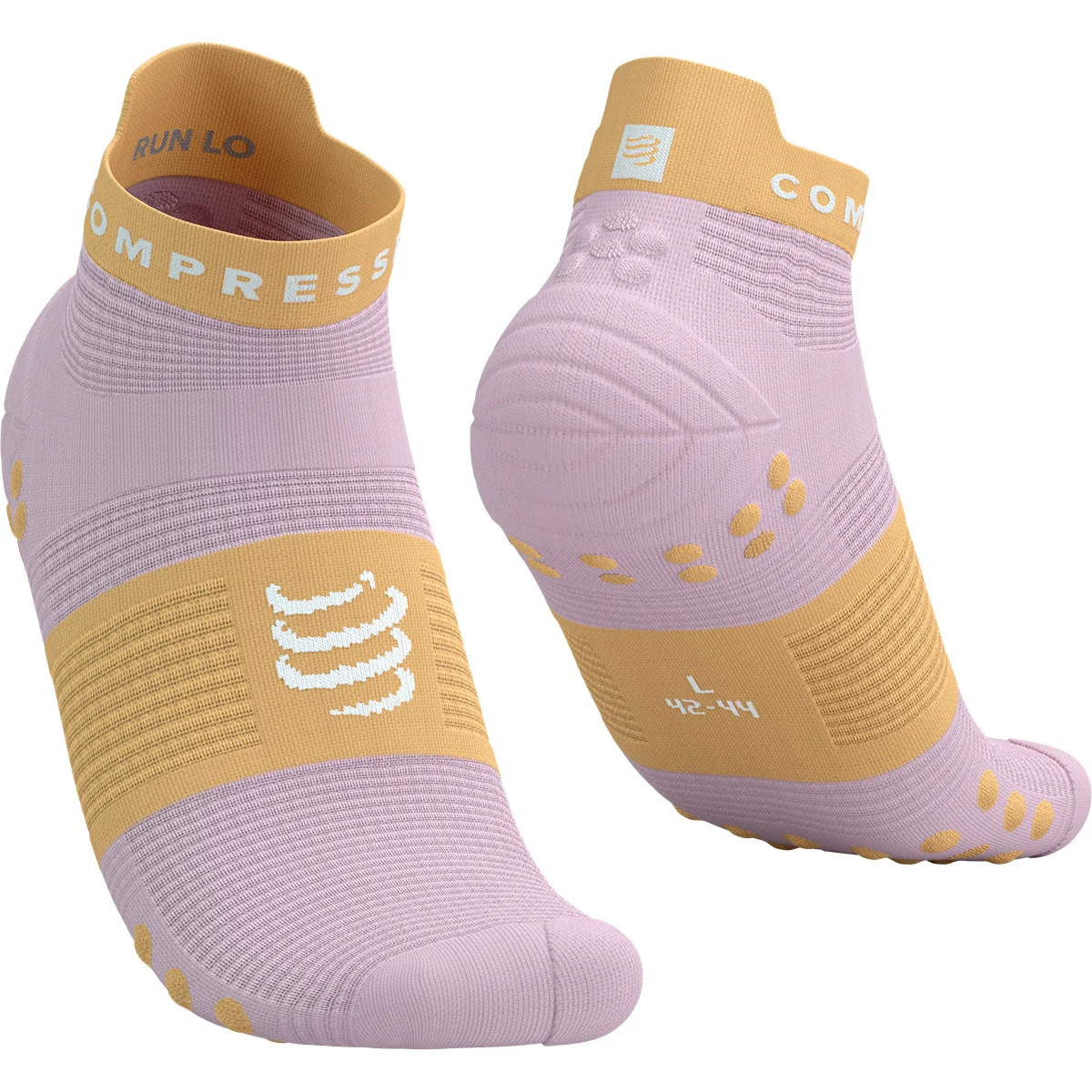 COMPRESSPORT PRO RACING SOCKS V4.0 RUN LOW ROSEATE/BUFF ORANGE  - Running socks