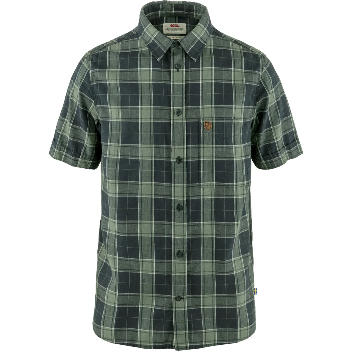 FJALLRAVEN OVIK TRAVEL SHIRT SS M DARK NAVY-PATINA GREEN  - Hiking shirt
