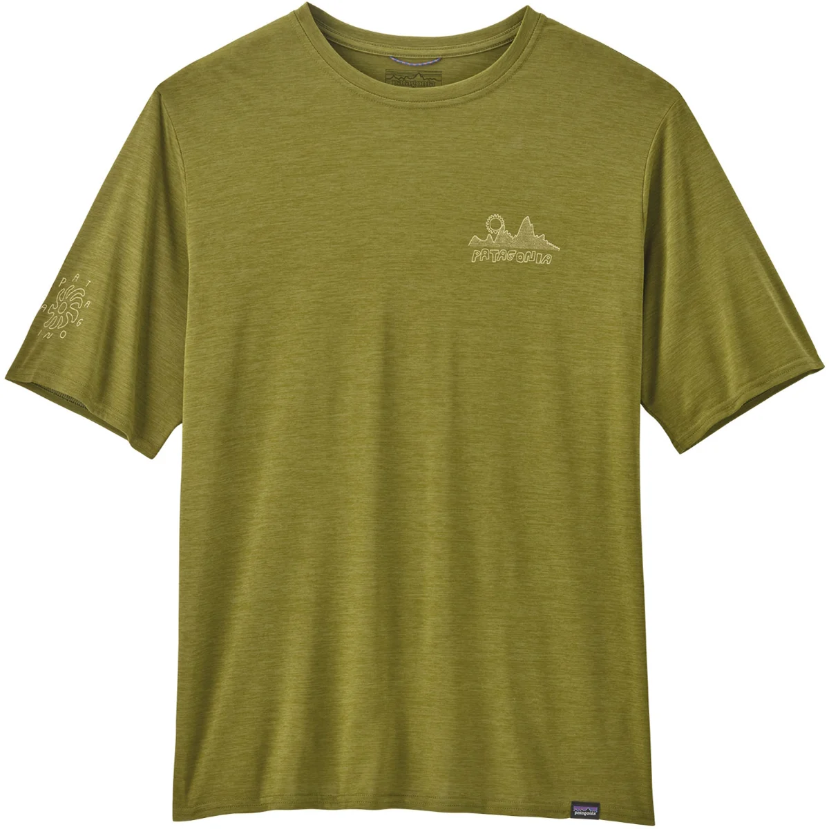PATAGONIA M'S CAP COOL DAILY GRAPHIC SHIRT- LANDS WIND RUNNER/GRAZE GREEN X-DYE  - Hiking T-shirt