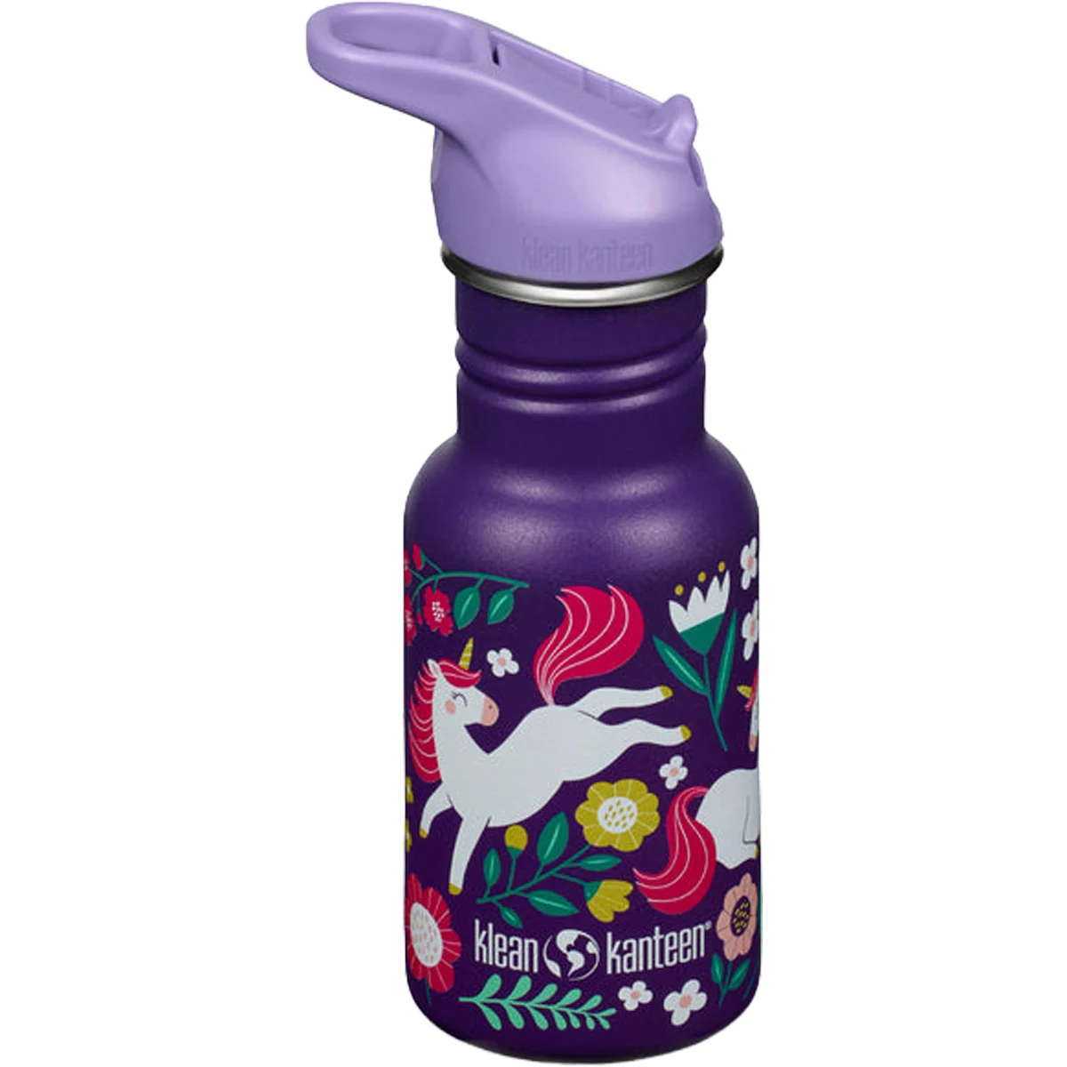 KLEAN KANTEEN KID CLASSIC NARROW 12OZ W/ FLIP/SPORT CAP LEAPING UNICORNS  - Water bottle