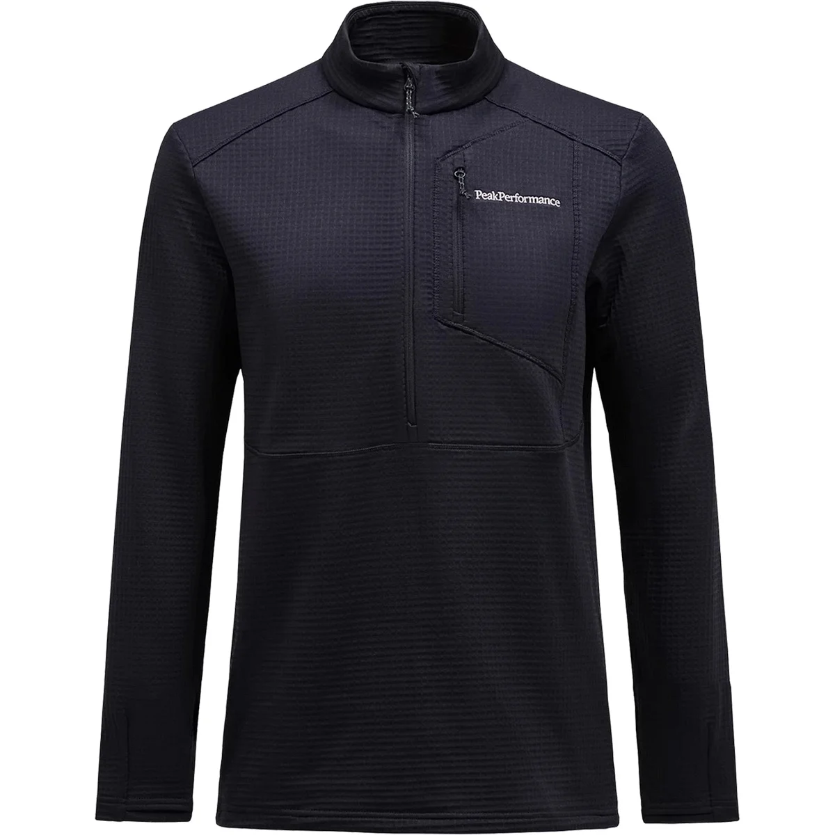 PEAK PERFORMANCE M TRAIL POLARTEC HALF ZIP BLACK  - Hiking fleece sweatshirt